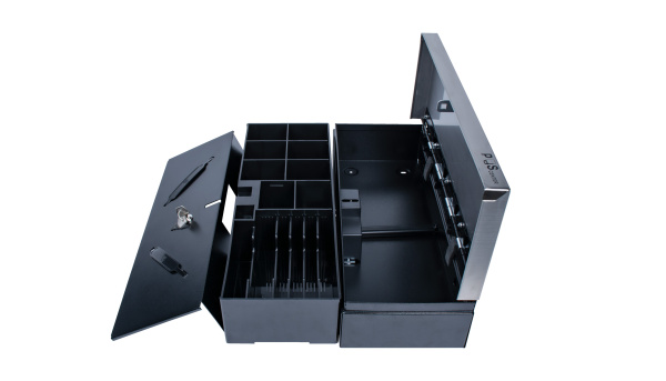 Денежный ящик POScenter 460KS 460x170x100, распайка Shtrih 24V, EPSON (Атол), черный с нерж. крышкой, 3.0 м кабель - Флиптоп